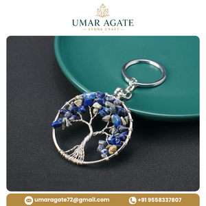 Llavero de Lapislázuli Natural con Árbol de la Vida, Colgante de Cristal, Amuleto para Bolsa, Regalo Espiritual - Product Image 4