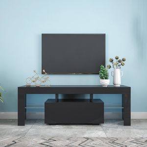 Black TV Stand with LED RGB <b>Lights</b> Flat Screen TV Cabinet for Gaming Consoles for Living Room <b>Lounge</b> or Bedroom - Product Image 2