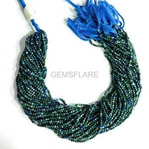 Natural Azurite Malachite Micro Faceted Round Beads 2MM Azurite Malachite Beads For Jewelry Making Wholesale Faceted Loose Beads - Product Image 1