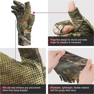 Mens <b>Fingerless</b> <b>Gloves</b> for Hunting Fishing, Lightweight Anti-Slip Camouflage <b>Glove</b> - Product Image 3