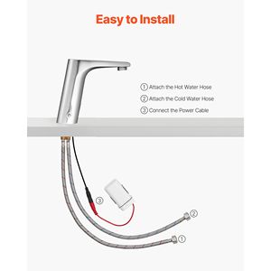 Rubinetto per Lavabo Bagno con Sensore di Movimento Senza Contatto, Monocomando Acqua Calda e Fredda Regolabile Automatico - Product Image 5
