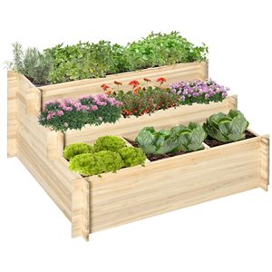 Fioriera Rialzata a 3 Livelli Robusta con 9 Griglie di Coltivazione in Tessuto Non Tessuto per Uso Esterno/Interno, Drenaggio per Verdure, Fiori ed Erbe Aromatiche - Product Image 1