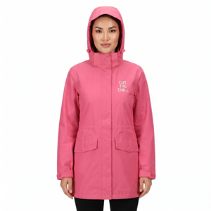 Chaqueta Cortavientos Larga Estampada para Mujer, 100% Nailon, Impermeable, Chaqueta con Capucha Ligera para Senderismo y Camping - Product Image 2