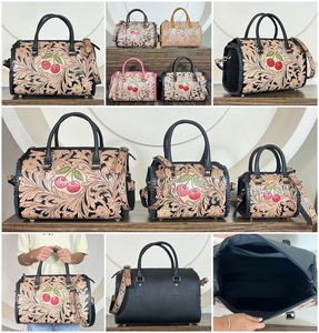 Handcrafted Cherry Design Tooled Genuine Leather Travel Duffel Bags Large Capacity New Fashion Overnight Weekender Luggage Bags - Product Image 3