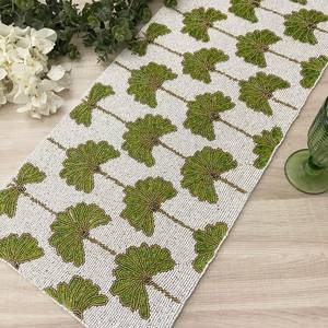 Handmade Embroidered Fabric <b>Table</b> <b>Runner</b> Rectangle <b>Green</b> Leaf Design Luxury Eco-Friendly Durable Decorative Mat - Product Image 3
