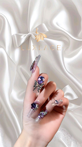 Uñas Postizas de Lujo para el Día de la Reina, Estilo Novia para Boda, con Pegamento, Forma Cuadrada, Inspiradas en Reinas y Princesas - Product Image 4