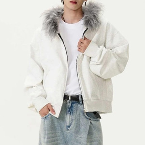 เสื้อฮู้ดซิปผู้ชาย ผ้าฟลีซขนสัตว์ 100% ผ้าฝ้าย แขนยาว อุ่นสบาย เหมาะสำหรับกิจกรรมกลางแจ้ง เสื้อโค้ทขนฟู มีฮู้ด - Product Image 6