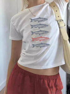 เสื้อยืดฤดูร้อนสำหรับผู้หญิง เสื้อถักลำลอง พิมพ์ลาย Spice Girl เสื้อยืดแขนสั้น - Product Image 2