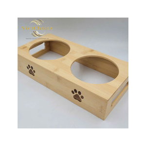 Comedero de Bambú Personalizado con Nombre Grabado, Estación de Alimentación Elevada para Perros y Gatos con 2 Tazones Vietchoice - Product Image 2