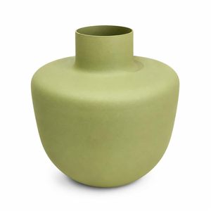 Vase à fleurs en métal fait main, couleur verte, design antidérapant, pour présentation sur table, léger, disponible à la vente - Product Image 1