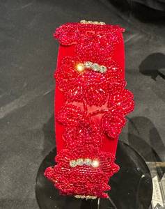 Diadema de tela con cuentas de vidrio bordadas a mano y diseño de fichas de mahjong, moderna y casual para mujer - Product Image 2