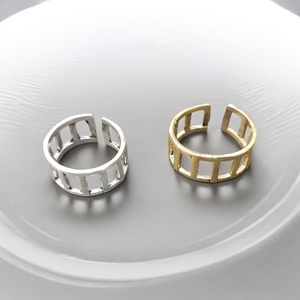 Geometric Alloy Rings Gold Plated Silver Tone Open Design Modern Unisex Daily Wear Jewelry - Product Image 1