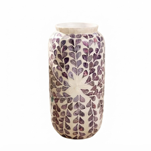 Luxury Bone Inlay Flower <b>Vase</b> Handcrafted Mother of Pearl Floor Planter <b>Tall</b> Conical White Mosaic <b>Vase</b> for Home Hotel Decoration - Product Image 4