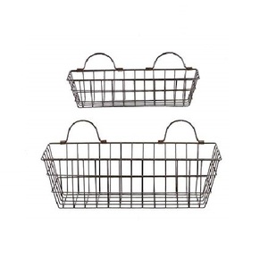 Decorative Iron Wall Mounted <b>Basket</b> <b>for</b> Artificial Plants <b>Flowers</b> Greenery Rustic Home Office Wall Decoration - Product Image 1