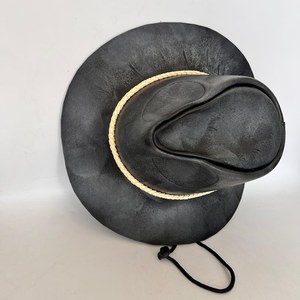 Chapeau de cowboy unisexe en cuir avec bande en corde, taille réglable 56-58 cm, chapeau décontracté pour l'extérieur, printemps-été, pour adulte - Product Image 3