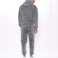 Ensemble de survêtements personnalisés haut de gamme ODM pour hommes, en coton lourd teint pigmentaire, comprenant un sweat à capuche et un pantalon de survêtement droit, collection 2026
