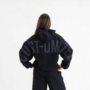 Heavyweight Cotton <b>Drop</b> Shoulder Women's Hoodies Urban Style <b>Back</b> Lettering Print Unisex Pullover European & American Fashion - Product Image 5