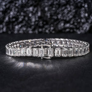 Emerald Cut Tennis <b>Bracelet</b> <b>Silver</b> Rhodium Plated Moissanite Iced Hip Hop <b>Mens</b> Womens Unisex Luxury Bling Jewelry - Product Image 6