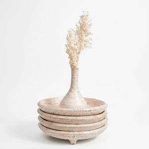 Antique Rustic Distressed White Wash Terracotta Clay Footed Handcrafted Earthenware <b>Ceramic</b> <b>Vase</b> Decorative Home Hotel Use 30cm - Product Image 1