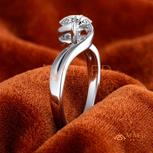Round Cut Moissanite <b>Solitaire</b> Bypass Engagement <b>Ring</b> 925 <b>Silver</b> Twist Band Wedding <b>Ring</b> Diamond Look Jewelry - Product Image 2