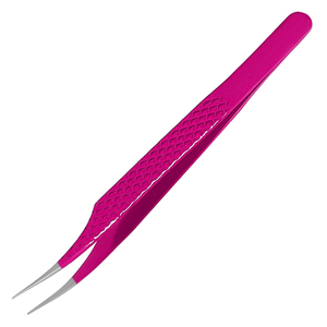 Pince à épiler courbée en acier inoxydable de haute précision, à faible MOQ, pointe lisse, couleur rose, emballage personnalisé, volume personnalisable - Product Image 2