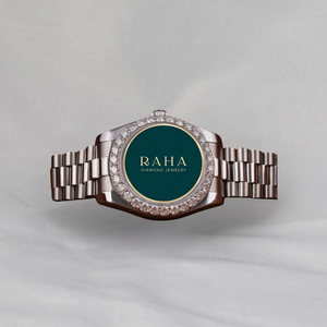 RAHA Luxury Stainless Steel <b>Watch</b> 41mm Analog Quartz Diamond Bezel Unisex Fashion Timepiece Butterfly <b>Clasp</b> Water Resistant - Product Image 5