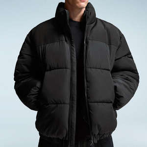 Veste matelassée noire personnalisée professionnelle unisexe, service OEM ODM sur mesure, veste matelassée rembourrée de duvet, veste d'hiver chaude pour la neige - Product Image 1