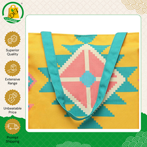 Superior Quality Made in India Wholesale Bohemian Style Promotional Cotton Canvas Shopping Mesh <b>Bags</b> with Shoulder Carry Handle - Product Image 5