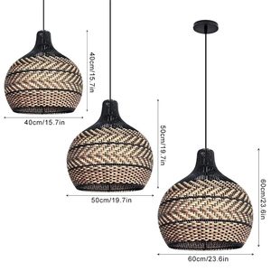 Set of 3 Rattan Lampshades Pendant <b>Light</b> for Indoor Lighting Perfect for Bedroom Kitchen Restaurant Bar Hotel Restaurant Decor - Product Image 4