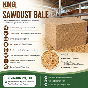 Balle de sciure de bois compressée KNG Vietnam 3-5mm, couleur bois naturel, durée de conservation 1 an, pour litière animale - Product Image 1