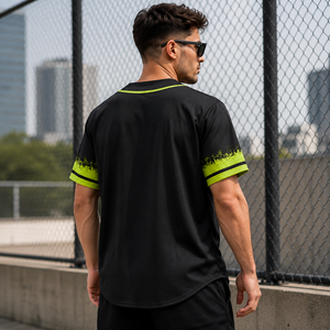 Custom Baseball Jersey <b>Black</b> Green <b>Button</b> <b>Up</b> Sublimation Team Uniform Personalized Sports <b>Shirt</b> OEM Private Label Manufacturer - Product Image 3