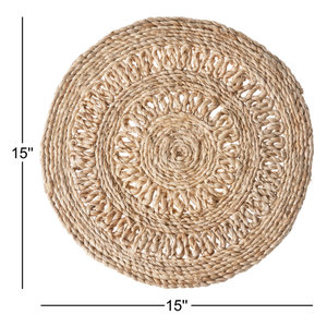 DreamCraft Maluma Handmade Woven Jute Geometric Round Vietnam <b>Place</b> Mats <b>Set</b> of 2 - Product Image 4