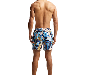 Wholesale Men's Surf Shorts with Loose Fit Eco-Friendly Polyester Fabric Floral Pattern Colored Wash <b>Elastic</b> <b>Waist</b> - Product Image 3