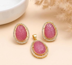 RAY FINE ORNATES Collier de Mariage pour Femme Plaqué Or Rose avec Pendentif Perle et Zircon Cubique Taille Princesse, Certifié IGI, Ensemble de Bijoux Tendance - Product Image 1