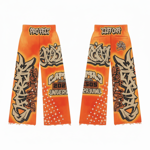 Tendance Mode Personnalisée Imprimé en relief Nom de marque Toile Écologique Respirante Ourlet vieilli Streetwear Vintage Lavé Automne - Product Image 2