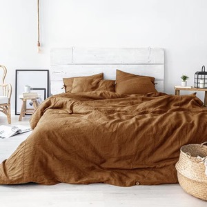 Juego de Ropa de Cama de 4 Piezas, 100% Lino, Tamaño Individual, Duradero y Cómodo, Funda de Edredón, Funda de Almohada, Color Sólido - Product Image 2