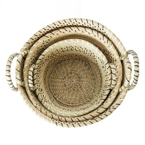 Set of 3 Seagrass <b>Baskets</b> with Handles Handmade <b>Storage</b> <b>Basket</b> Wholesale eco-friendly Made in Vietnam - Product Image 3