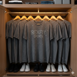 Camisetas con Logotipo de Pedrería Personalizadas, Bajo MOQ, El Mejor Diseño, Edición Hecha a Mano, Camisetas con Hombros Caídos y Lavado Ácido, las Más Demandadas - Product Image 6