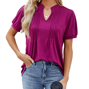 Camiseta de Manga Corta para Mujer, Personalizada, Oversize, de Color Sólido, Cuello Redondo, Ajuste Holgado, Tejido Transpirable, 100% Poliéster - Product Image 5