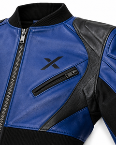 Blouson de moto en cuir style bomber |   Noir Bleu Orange Teal |   Fabricant OEM ODM |   Qualité de conception haut de gamme |   Vêtements de course | - Product Image 4