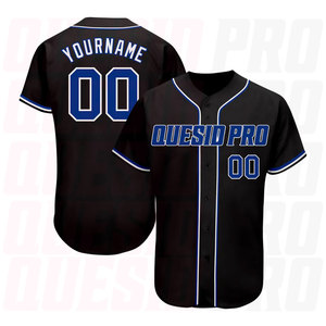 Maillot de baseball col en V vierge imprimé numériquement, personnalisable pour équipe, en Spandex et Polyester, anti-bactérien, protection UV, 220g, service OEM - Product Image 1