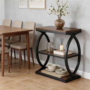 Tavolino Laterale con Funzione di Scaffale Portaoggetti, Tavolino da Caffè o Tè con Console Nascosta - Product Image 3