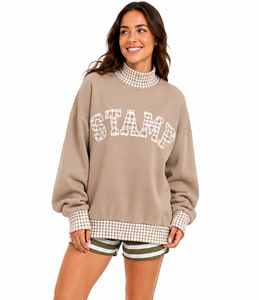 Pull-over col roulé pour femme en gros, personnalisé, coupe oversize, en molleton de coton pour l'hiver, avec logo sur le devant - Product Image 1