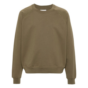 Sweat-shirt pour femme, col rond, couleur olive, manches longues, couleur unie, tricoté en coton respirant, broderie écologique sur le devant, printemps-hiver - Product Image 1