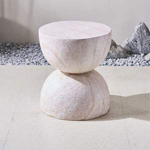 Table d'appoint moderne en oxyde de magnésium aspect marbre, design sablier sculptural, pour intérieur/extérieur - Product Image 1