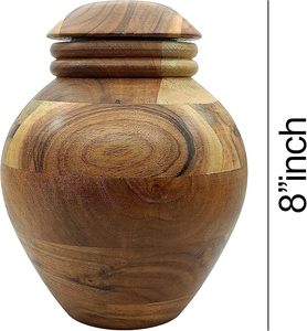Urna de madera estilo vintage, recipiente de madera simétrico, urna pulida lisa, cuerpo curvo, urna conmemorativa, acabado natural - Product Image 3