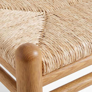 Chaise et ottoman contemporains minimalistes en bois massif et rotin - Meubles durables et écologiques pour la maison ou le restaurant - Product Image 3