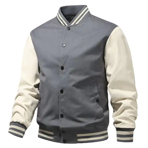 Veste de baseball pour homme tendance 2023, grandes poches, manches en cuir de mouton avec décoration boutonnée, taille plus pour l'hiver - Product Image 5