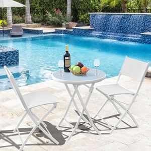 Set di 3 Pezzi Tavolo Bistrot Pieghevole per Balcone o Spazi Esterni per Uso in Giardino - Product Image 5