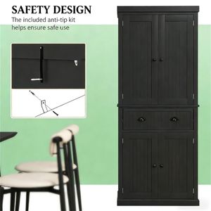 Credenza Nera per Utensili da Cucina, Soluzione Pratica per l'Organizzazione della Cucina - Product Image 4